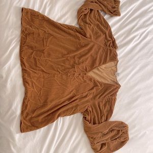 Velvet Balloon Sleeve Blouse